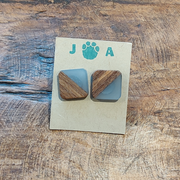 Translucent gray Earrings w/ wood